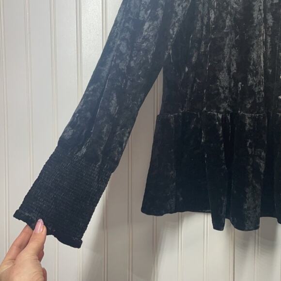 William Rast Womens Velvet Ramsey Choker Ruffled Neckline Peasant Top Size Large - Picture 6 of 10